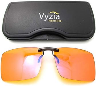 Clip On Blue Light Blocking Glasses for Sleep | Fits Over Prescription Glasses, Orange Lenses Help Reduce Computer Eye Strain and Induce Sleep