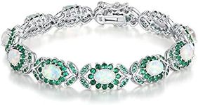 CiNily Opal Tennis Bracelets 18K White Gold Plated Link Bracelets Opal Jewelry for Women