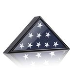 ARRAWIS Burial Flag Display Case Fits 5'x9.5' Flag, Thin Bottom Edge Military Flag Box with Glass Front for American Veteran Flag, Wooden Memorial Folded Flag Case Shadow Box (Black)