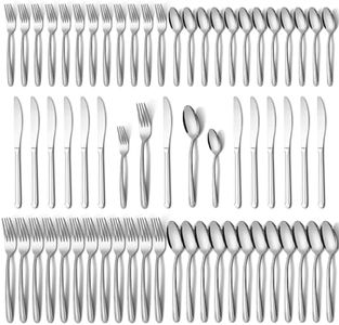 BEWOS 60-Piece Silverware Set, Stainless Steel Silverware Sets for 12, Forks Spoons and Knives Set, Cutlery Set, Mirror Polished Flatware Set, Dishwasher Safe Kitchen Utensils Set for Home, Restaurant
