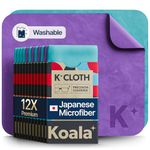 Koala Lens Cleaning Cloth | Japanese Microfiber | Glasses Cleaning Cloths | Eyeglass Lens Cleaner | Eyeglasses, Camera Lens, VR/AR Headset, and Screen Cleaning | Blue & Purple (Pack of 12)