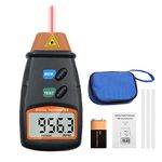 Mengshen Digital Tachometer, Non Contact Laser Photo Tach 2.5-99999 RPM Rotation Speed Meter Gauge Measurement with Reflective Tape (9V Battery Included)