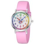 ManChDa Kids Learning Analog Watch for Girls Boys Analog Watch Time Teaching Watch for Childrens Toddler Kids 8-12 Tell Time Watch, 5a. Pink