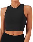 Natural Feelings Nudi Sports Bras for Women Removable Padded Yoga Tank Tops Sleeveless Fitness Workout Crop Tops, Black, X-Large