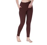 TRASA Leggings Pants for Womens and Girls Super Comfy Stretchable Cotton with One Side Pocket, Size - X-Large, Colour - Brown