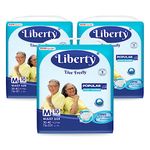 Liberty Popular Adult Diapers, Tape Style, Medium (M) Size, 30 Count, Waist Size (76-101cm | 30-40 inches), Unisex, High Absorbency, Leak Proof, Wetness Indicator, Pack of 3, 10 count/pack