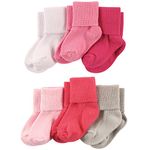 Luvable Friends Baby Boys' 26164 0-6M Socks, Pink and Coral, 0-6 Months