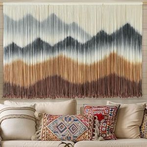 Macrame Wall Hanging Mountain Wall Art Dip-Dyed Macrame Wall Decor Modern Wall Decor Fiber Wall Art Craftsmanship 57" Wx35"L