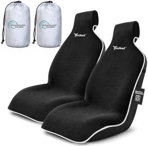TESFEEL Car Seat Cover Towel, Waterproof Terry Cloth Car Seat Cover Universal Fit for Cars, SUVs, Pickups, Washable Car Seat Protector Brand Customized(Black,2pcs)