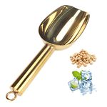 MaudCara® Metal Ice Scoop for Freezer,3 OZ Small Ice Scooper Kitchen Utensils,Multipurpose for Cookie Scoop,Popcorn Scoop,Flour Scoop,Dog Food Scoop(Gold)