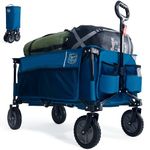 TIMBER RIDGE Festival Trolley on Wheels with Adjustable Handle, 200L Folding Wagon Trolley for Camping Outdoor Garden Picnic Shopping, Heavy Duty Foldable Cart Large Capacity