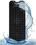 NSXEEN Extra Long 100X38 CM Premium Accu-Pebble Shower Bath Mat Anti Slip Bathtub Bathroom Met with Suction Cup- PVC Silicone (Black, 1 Pcs Pack)