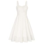 Belle Poque White Summer A-Line Dress for Teens Juniors Summer Solid Colour Sleeveless Flowy Dress Ivory BP0724-01 M