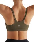 RUNNING GIRL Strappy Sports Bra for Women,U Back Padded Medium Impact Wirefree Padded Yoga Bra with Removable Cups（WX2966_Brown_L）