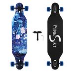 PINESKY 41 Inch Longboard Skateboard 8 Ply Natural Maple Complete Skateboard Cruiser for Cruising, Carving, Free-Style and Downhill with T-Tool Jellyfish