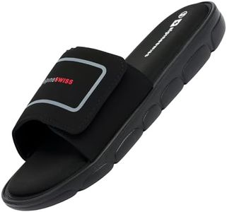 Alpine Swiss Gabe Mens Memory Foam Slide Sandals Adjustable Comfort Athletic Slide Black 8 M US