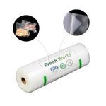 Freshworld Vacuum Sealer Rolls - Food Storage Saver Bag, travel friendly | Airtight | space saver | storage bags | packing | Embossed on one side (28 x 1500cm) (11" X 15m)