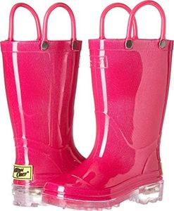 Western Chief unisex child Waterproof Pvc Light-up Rain Boot, Solid Pink, 13 Little Kid US