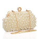 Women's Wedding Purse, Pearl Clutch, Different Length Chain Crossbody Shoulder Bag Handbag for Party Date Formal Occasion