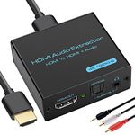 HDMI Audio Extractor 4K x 2K@30Hz HDMI to Optical Audio Adapter HDMI to Spdif Toslink and 3.5mm L/R Stereo Audio Converter Support DTS-HD/3D /Blue-Ray/Dolby-AC3/PS3/PS4/HDTV