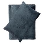 Softan King Micro Fleece Sheets Set, 4-Piece King Size Bed Sheet Set, Plush Velvet Fleece Sheet Set with 15" Deep Pocket Fitted Sheet, Flat Sheet, 2 Pillowcase, Soft and Warm, Dark Grey