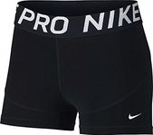 Nike Women's Pro 3" Training Shorts (Indigo Force/Black, Medium) (Black White, Medium)