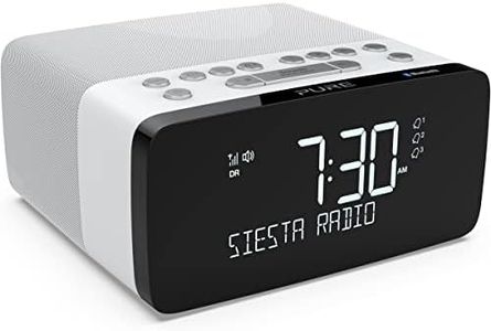 Pure Siesta Charge Radio Alarm Clock with Wireless Charging Pad (Digital Radio with DAB/DAB+, FM/FM Radio, Bluetooth, USB, AUX, Wireless Mobile Phone Charging Station, 40 Station Memory) Polar White