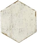 SomerTile FNURTXBL Vintage Hex Porcelain Floor and Wall Tile, 14.125" x 16.25", White/Brown