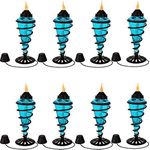 Sunnydaze Swirling Metal and Glass Outdoor Tabletop Torches - Set of 8 - Blue