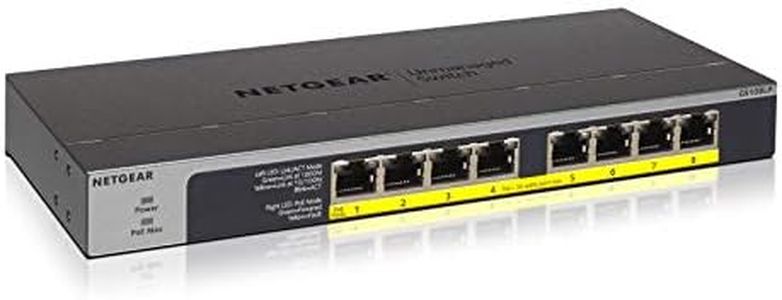 NETGEAR 8-Port Gigabit Ethernet Unmanaged PoE Switch (GS108LP) - with 8 x PoE+ @ 60W Upgradeable, Desktop/Rackmount, and ProSAFE Limited Lifetime Protection