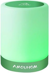 Amouhom Lámpara Nocturna de Control Táctil, lamparas de mesita de noche Portable con Batería Recargable, Lámparas para Dormitorio, 6 Colores Y 16 Cambiantes, el Mejor Regalo para Niños y Amigos(Verde)