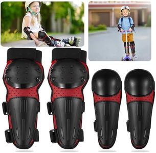 Motorcycle Knee Pads Elbow Pads, JUSTDOLIFE 4Pcs Knee Elbow Pads Dirt Bike Knee Shin Guards for Kids Youths Adjustable Protective Gear Set Protective Armor Set for Motocross Skateboard Biking Skiing