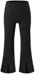 Floerns Girl's Elastic Waist Stretch Bell Bottom Pants Slit Hem Flare Leg Legging Black 12Y