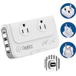 European Travel Voltage Converter by Ceptics, 230W Adapter for Curling Iron, Straightener, Chargers, Step Down World Power Plug - 4 USB Charging QC 3.0 - SWadApt Compatible - Type C, E/F, G Included