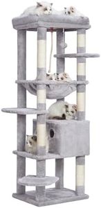 Heybly Cat Tree for Large Cats 9kg Heavy Duty, 153cm XXL Cat Tower for Indoor Kitten,Multi-Level Cat Furniture Condo for Cats with Big Padded Plush Perch,Cozy Basket HCT050W