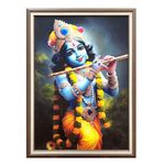 Casperme Krishna Photo Frame Painting For home and Wall Decoration Small Size Framed, Ideal For Bedroom, Hotels & Office (30 x 40 cms) (Design 1, Small)