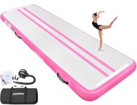 VOFiTNY All Purpose Gymnastics Mat 10’x3.3’x4’’ Sturdy Inflatable Tumbling Track Cheer Mat for Home/Gym Pink