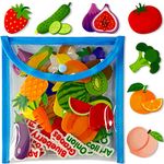 PENGFULL Felt Fruits and Vegetables Learning Pieces,62 Felt Board Pieces for Felt Flannel Board,Learn Common Fruits and Vegetables and Words for Kindergarten,Preschool,Toddlers