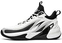 ASHION Mens Basketball Shoes Non Slip Sneakers Professional Basketball Sports Shoes for Men,White Flame,EU41