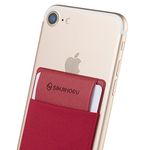 Sinjimoru Secure Card Holder for Back of Phone, Stretchy Fabric Cell Phone Wallet Stick On Credit Card Case for iPhone & Android. Sinji Pouch Flap, Red