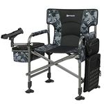 X Strike Fishing Chairs with Rod Holder, Folding Ice Fishing Chair for Adults Outdoor Camping Chair Leg Adjustable with Cooler Bag and Storage Bag for Ice Fishing, Camp, Lawn, Patio, Garden.