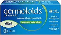 Germoloids Hemorrhoid Treatment & Piles Treatment Suppositories, Triple Action with Anaesthetic to Numb the Pain & Itch, 55 g, 1 Pack of 24