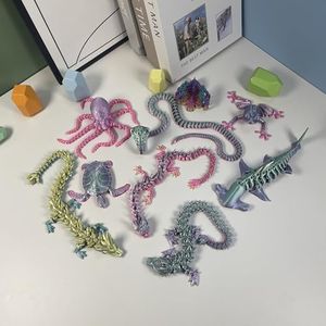 TUTHKOTH 3D Printed Dragon Collection, 9-Piece Decorative Figurine Set, Candy Color Gradient