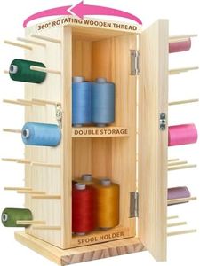 Pink Power 84 Spools Thread Holder Stand - 360 Full Rotating Wooden Thread Organizer - Embroidery Spool Holder Rack - Spool Storage box for Sewing, Quilting, Jewelry, and Hair-Braiding