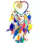 Rainbow Multi Coloured Heart Beaded Dream Catcher Beautiful Home Decor & Kids Room Wall Hanging Gift Party Bag Filler Idea Catch All Those Bad Dreams No More Sleepless Nights