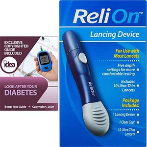 ReliOn Lancing Device Bundle with Exclusive "Look After Your Diabetes" - Better Idea Guide | Includes 10 Ultra-Thin Lancets (2 Items)