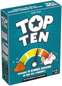 Asmodee - Top Ten - Jeu de Société Hilarant - Jeu d'Ambiance pour Adultes et Enfants dès 14 ans - Jeu de Cartes Drôle - Fous Rires entre Adultes & Ados - 4 à 9 joueurs -30 min - En Français