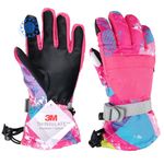 TRIWONDER Kids Winter Gloves Boys Snow Ski Gloves Girls Warm Gloves Touch Screen Thermal Mittens for Children Snowboarding Skiing (Rose Red, S(9-13 Years))