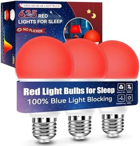 Neporal 625nm Red Light Bulbs for Sleep, 100% Blue Light Blocking Light Bulbs for Melatonin Promoting, A19 LED 9W 60W Equivalent Dim Red Night Light Bulb for Baby Nursery, Sleeping, Reading, 3-Pack