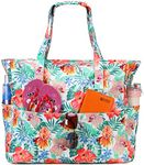 Waterproof Beach Tote Pool Bags for Women Ladies Extra Large Gym Tote Carry On Bag With Wet Compartment for Weekender Travel, Orange, Large